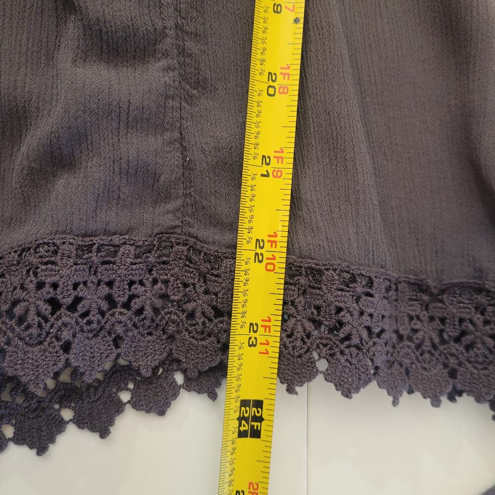Knox Rose Gray Boho Top Tassel Hem Crochet Trim Gauze Festival XS - Picture 5 of 7